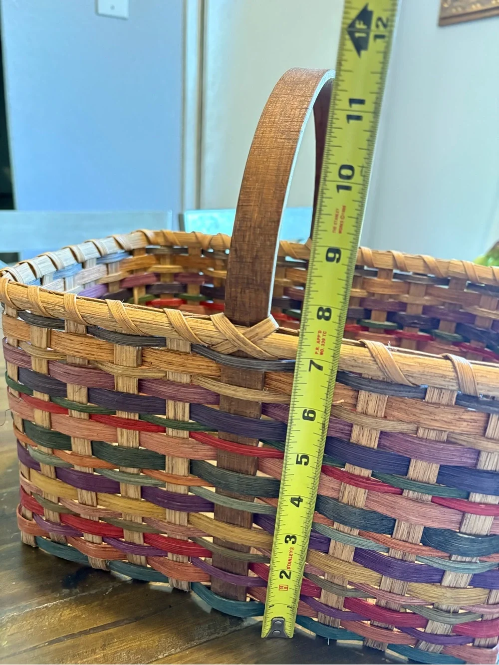 Vintage Multi Color Woven Basket Grandma Cottage Cottagecore Granny Picnic